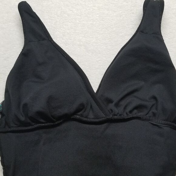 Aqua Green S Swimsuit One Piece Black Hi Waist Classic Adj Straps Padded Basic - Picture 5 of 9